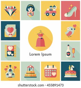 Wedding and marriage icons set