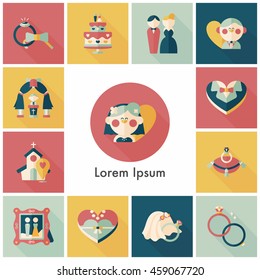 Wedding and marriage icons set