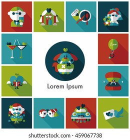 Wedding and marriage icons set