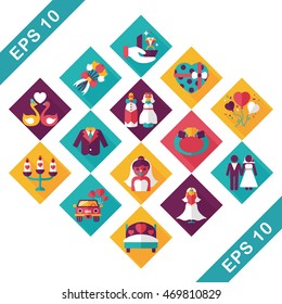 Wedding and marriage icons set