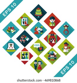 Wedding and marriage icons set