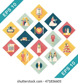 Wedding and marriage icons set