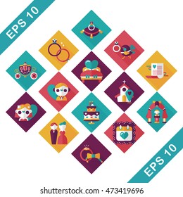 Wedding and marriage icons set
