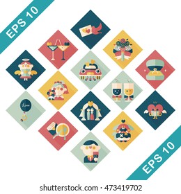 Wedding and marriage icons set