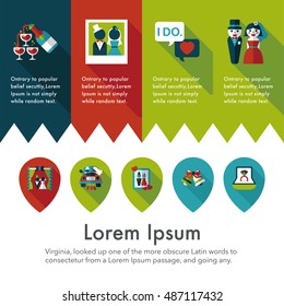 Wedding and marriage icons set