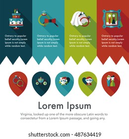 Wedding and marriage icons set
