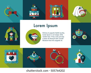 Wedding and marriage icons set