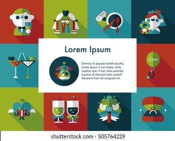 Wedding and marriage icons set