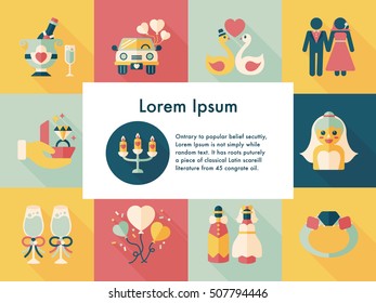 Wedding and marriage icons set