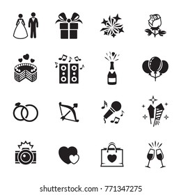 Wedding, marriage icons set