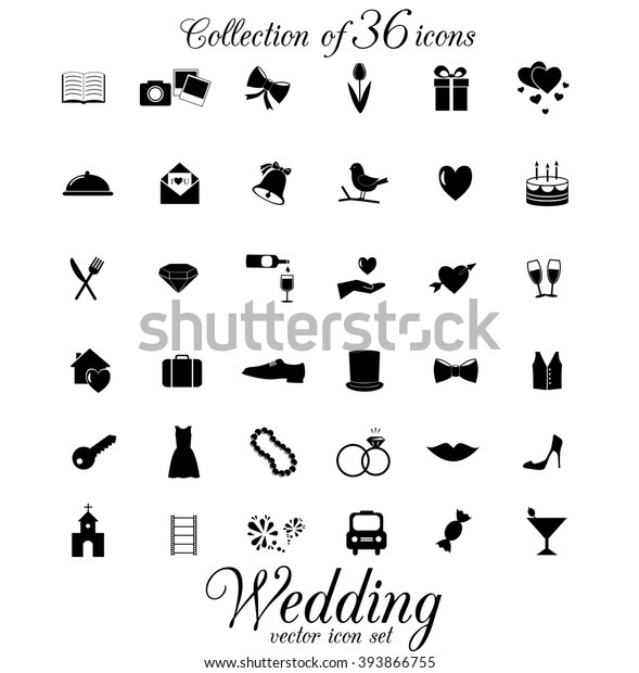 Wedding, marriage, proposal icon set.\
Vector illustration.