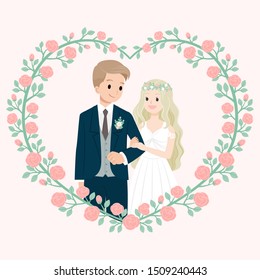 Wedding marriage with rose flower frame