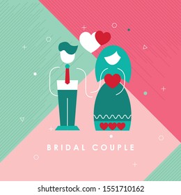 Wedding married couple icon with background