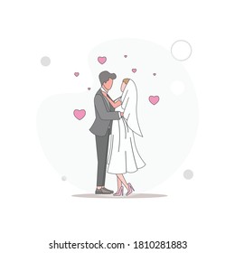 Wedding Married couple vector flat illustration on white