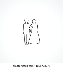 Wedding Married couple vector icon on white background