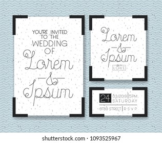 wedding and married invitation set cards