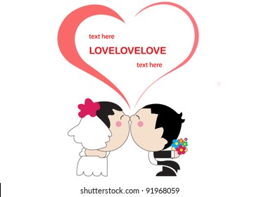 wedding, married on white background