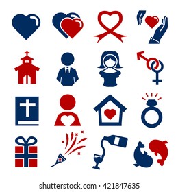 wedding, marry icon set