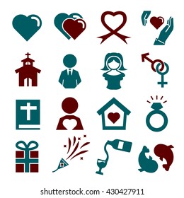 wedding, marry icon set