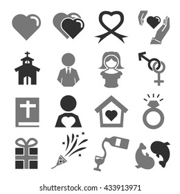 wedding, marry icon set