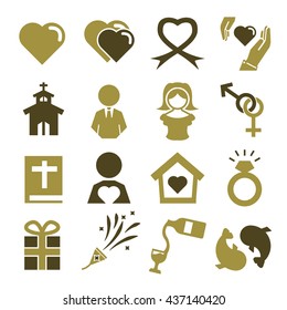 wedding, marry icon set