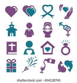 wedding, marry icon set
