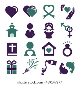 wedding, marry icon set