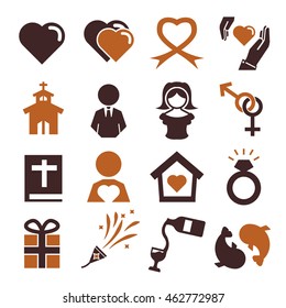 wedding, marry icon set