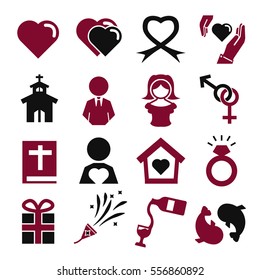 wedding, marry icon set