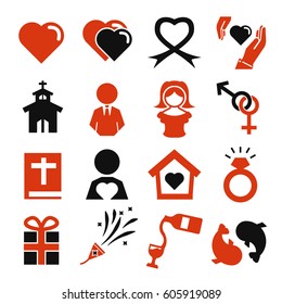 wedding, marry icon set