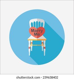 wedding marry me shape pillow flat icon with long shadow,eps10