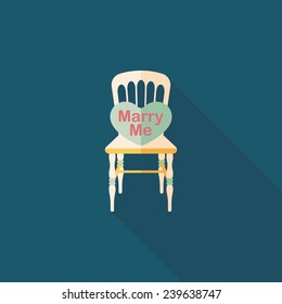 wedding marry me shape pillow flat icon with long shadow,eps10