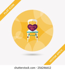 wedding marry me shape pillow flat icon with long shadow,eps10