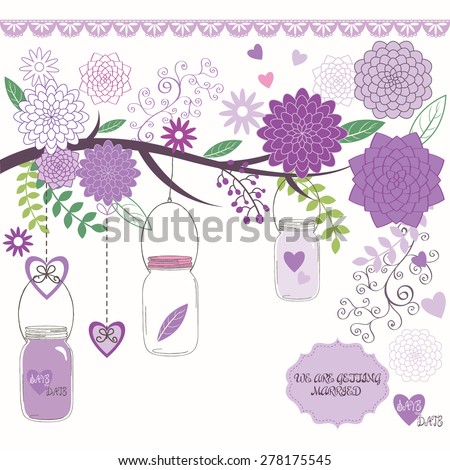 Download Wedding Mason Jar Branches Flower Stock Vector (Royalty Free) 278175545 - Shutterstock