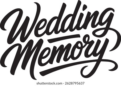 "Wedding Memory " in highly stylized white brush script font, dynamic and flowing graffiti-style 
calligraphy, centered on a perfectly solid black background with no gradients or textures, 
sharp edge