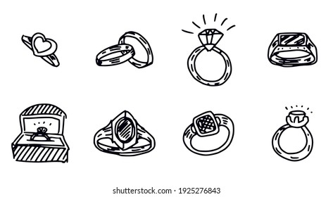 wedding and men rings simple drawing. doodle sketch illustration
