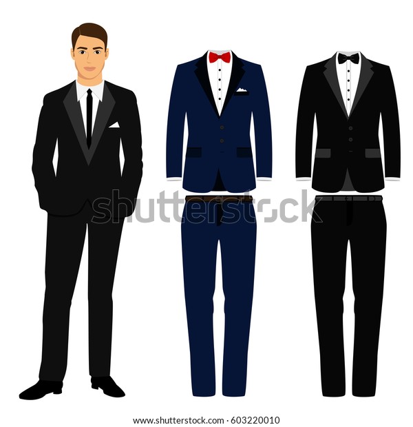 Wedding Mens Suit Tuxedo Collection Set Stock Vector (Royalty Free ...