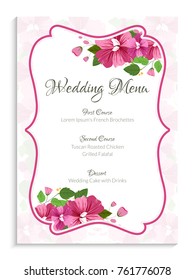 Die mit Blumen geschmückte Karte für Hochzeiten.