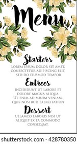 Wedding Menu Floral Template.