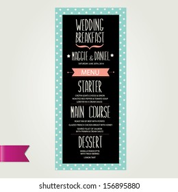 Wedding menu, template design.Vector illustration.
