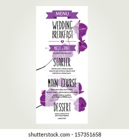 Wedding menu, template design.Vector illustration.