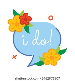 Wedding message flat style sticker 