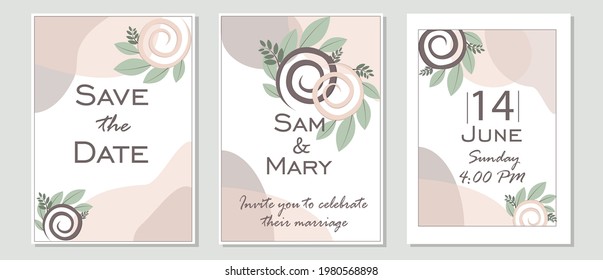 Wedding minimalist floral invitation card 