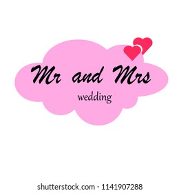 wedding mister and mrs vector logo on white background.