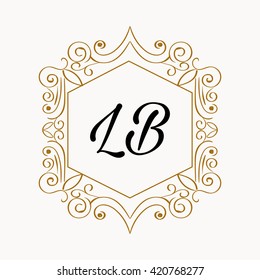 Wedding monogram. Calligraphic ornament. Monogram identity. Vector illustration.