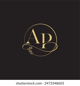 wedding monogram design circle and organic style AP luxury concept letter