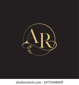 wedding monogram design circle and organic style AR luxury concept letter