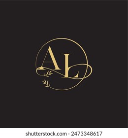 círculo de diseño de monograma de boda y estilo orgánico AL carta de concepto de lujo