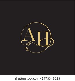 wedding monogram design circle and organic style AH luxury concept letter
