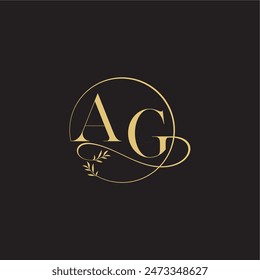 wedding monogram design circle and organic style AG luxury concept letter